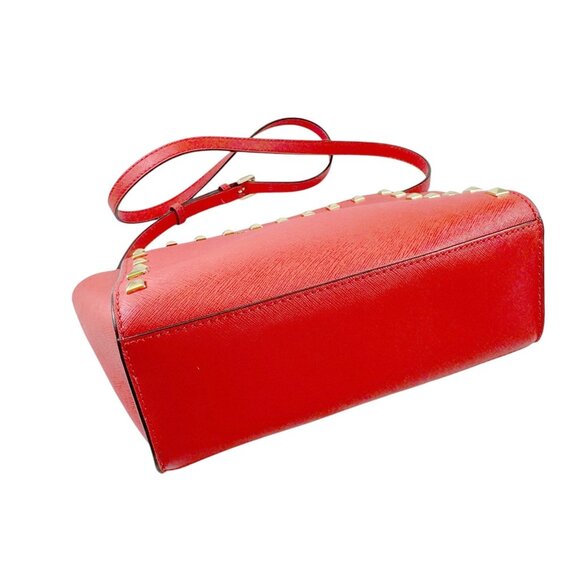 Michael Kors Studded Selma Small Purse Orange Leather Crossbody Bag - Picture 2 of 4